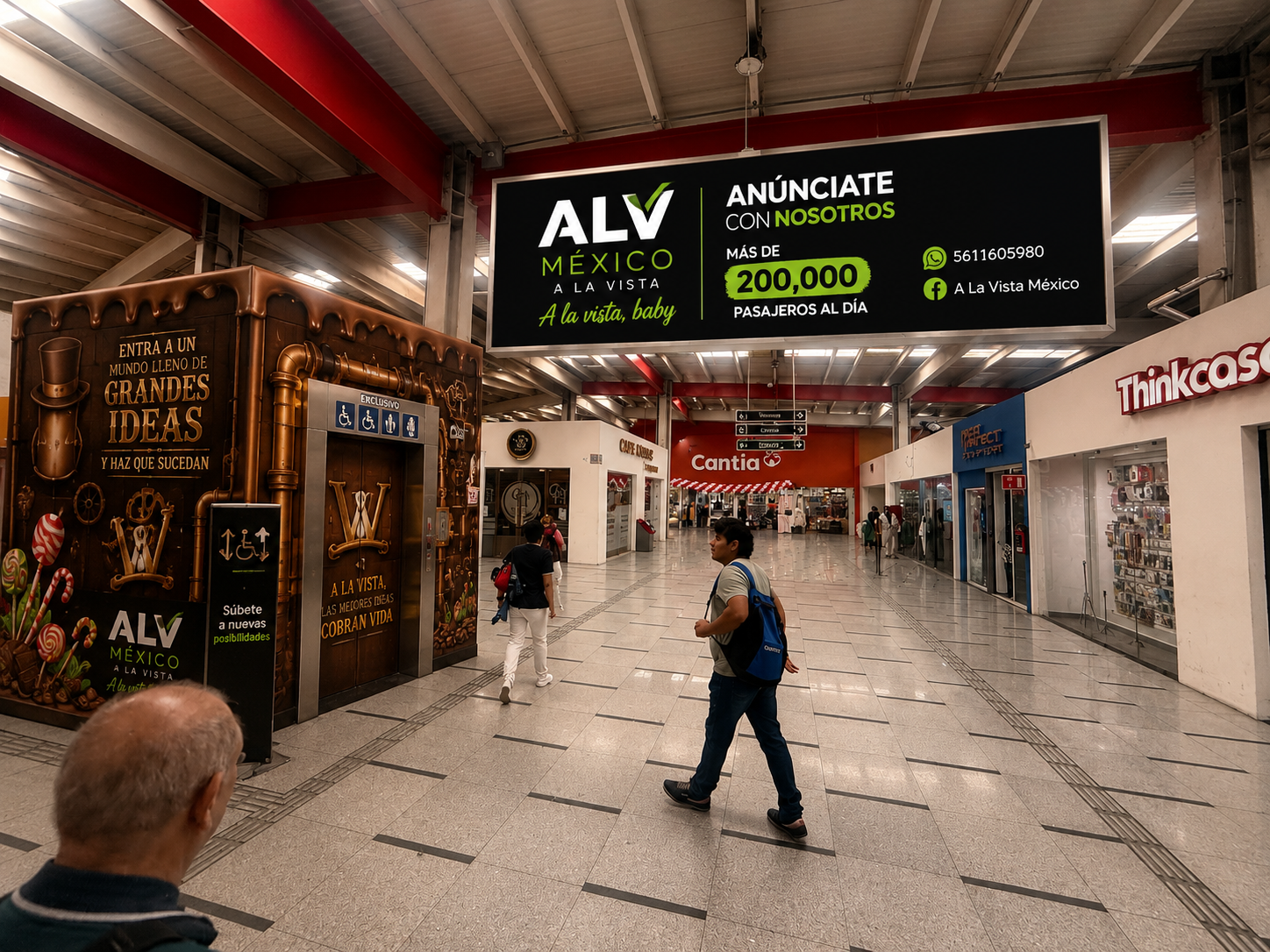 Pasillo con elevador y valla